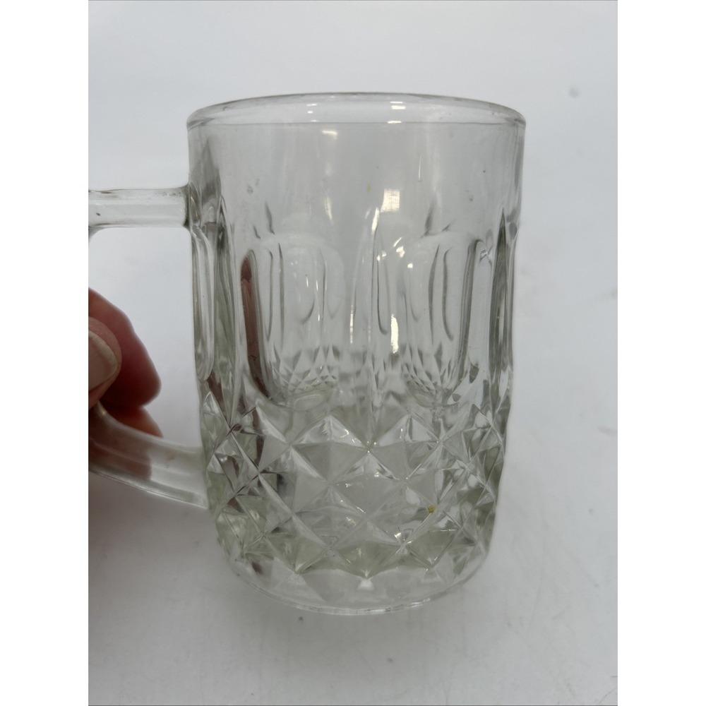 Vintage Pasari Indonesia Glass Mug Diamond Thumbprint Excellent Condition